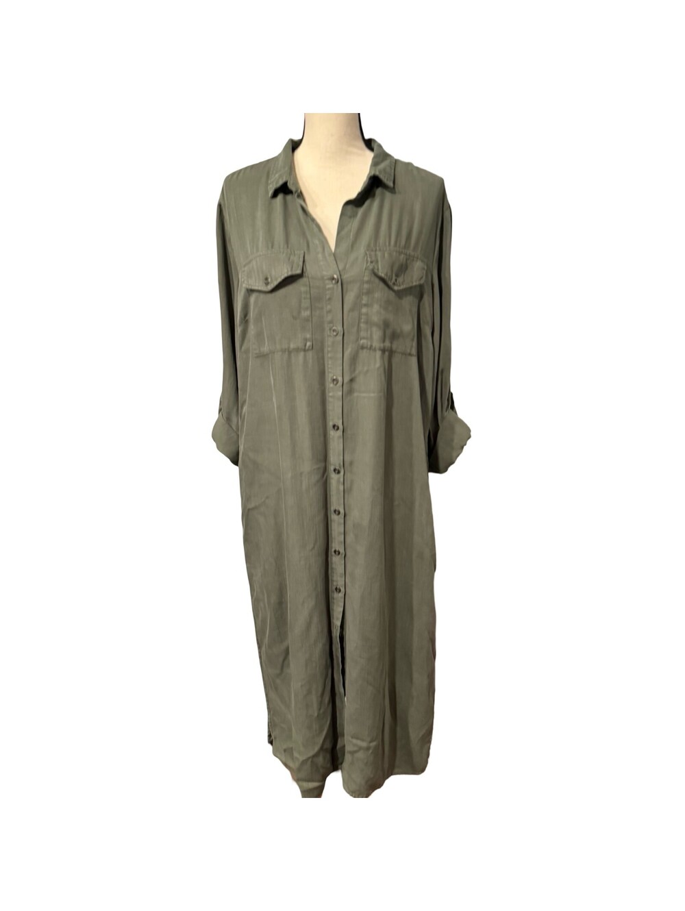 Velvet Heart Los Angeles Green Button-Down Shirt Dress - Size L
